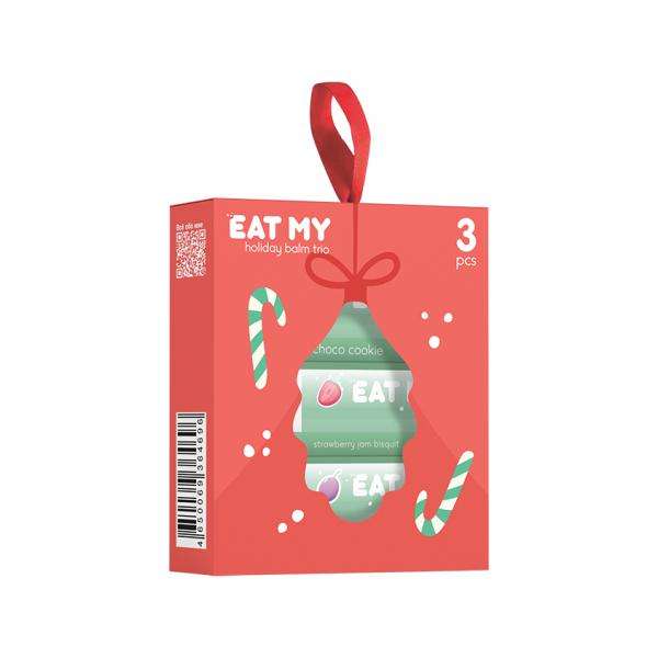 Набор бальзамов для губ `EAT MY` Домашний уют (шоколадное печенье, бисквит с клубничным джемом, сливовый смузи) 3×4,8 г