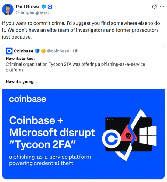 Coinbase, Microsoft и Европол заблокировали фишинговый сервис Tycoon 2FA